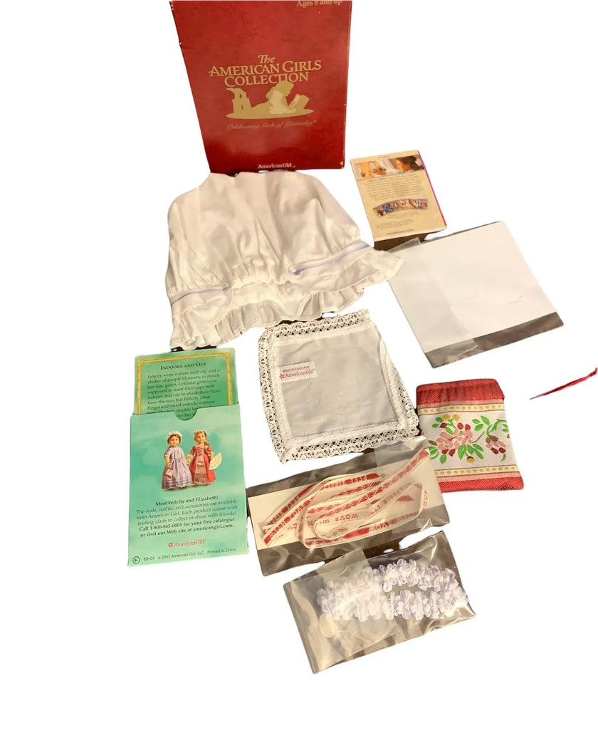 AMERICAN GIRL DOLL FELICITY MEET ACCESSORIES~CAP~GARTERS~PURSE~COIN~CHOKER~NIB