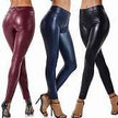 Faux stretch leather leggings with pockets pa