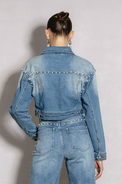 Chez Josephine Pearl Trucker Denim Jacket