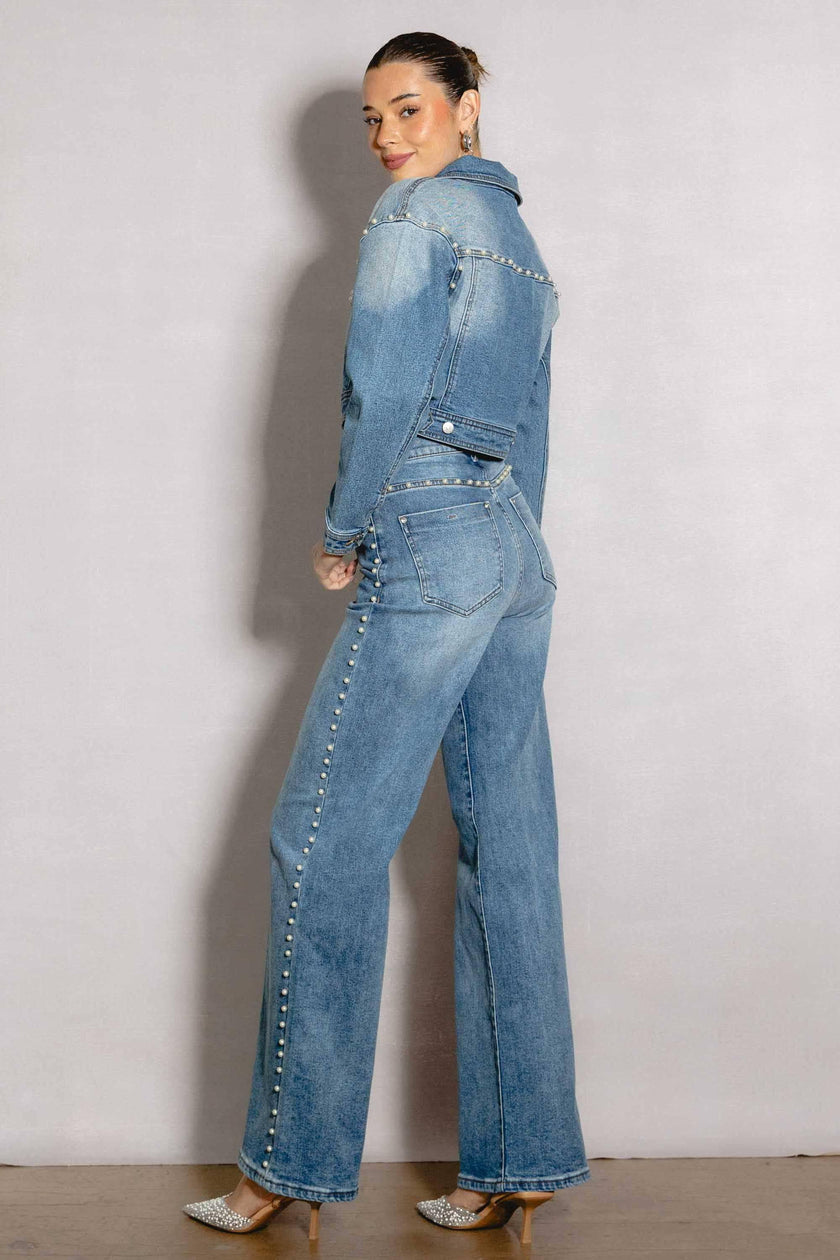 Chez Josephine Pearl Trucker Denim Jacket