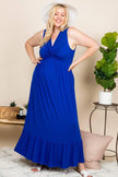 Plus Size Modal ROYAL BLUE RUFFLE HEM Maxi Dress