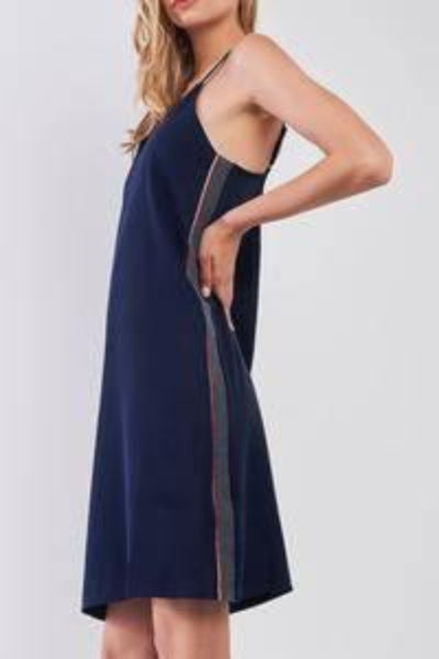 Racer Side Stripe Midi Slip Dress