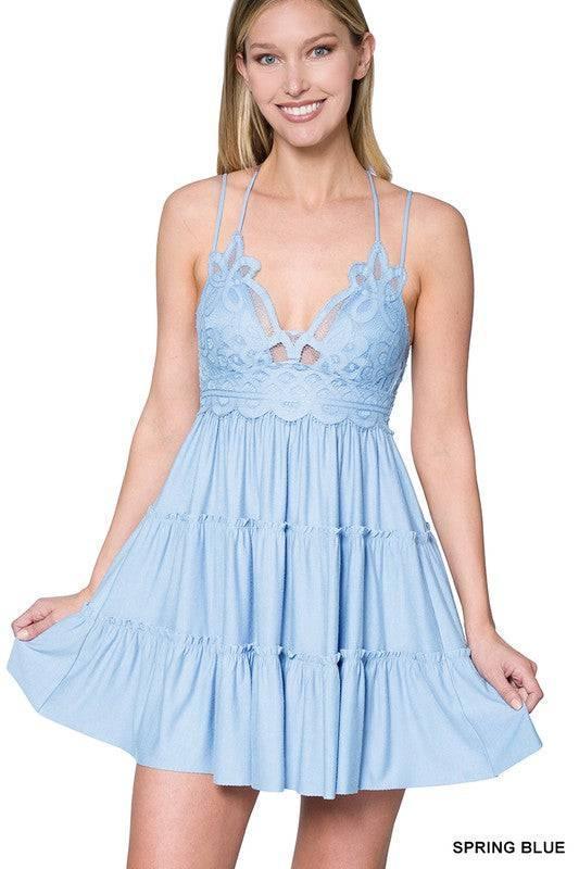 Crochet Lace Ruffle Cami Dress or Top