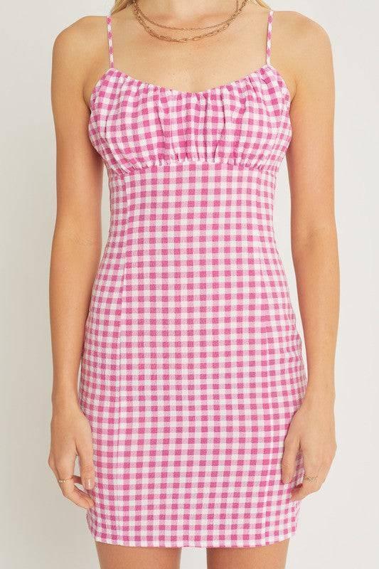 BARBIE PINK Gingham Mini Dress
