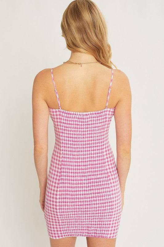 BARBIE PINK Gingham Mini Dress