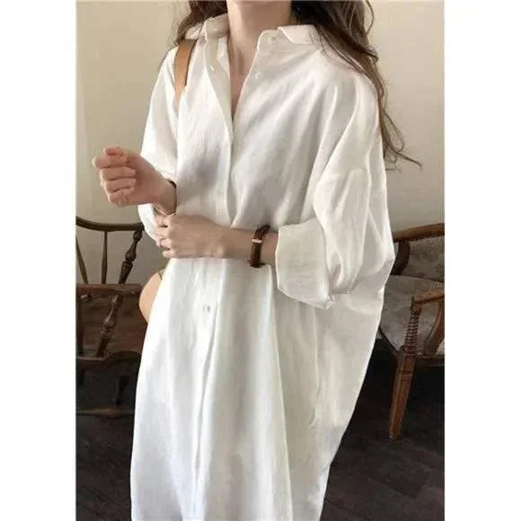 BOHO CHIC VACATION LINEN SHIRT DRESS