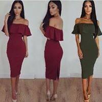 OFF SHOULDER RUFFLE BODYCON DRESS