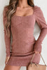 Long Sleeve Soft Mulberry Knit Mini Dress