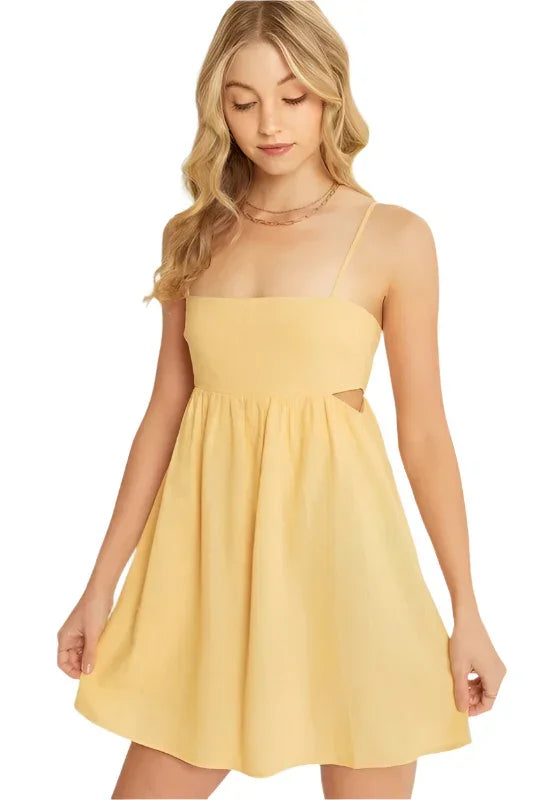 Summer Fun Cut-out Cami Mini Dress-Yellow