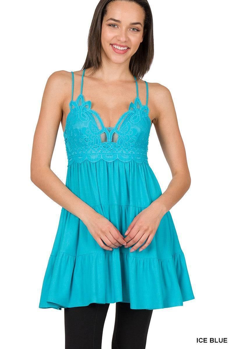 Crochet Lace Ruffle Cami Dress or Top