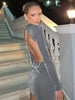 Shea Sparkle Silver Chain Glitter Mini Party Dress - Cape Cod Fashionista