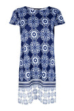 WOMEN'S SHORT SLEEVE PRINT SHIFT DRESS