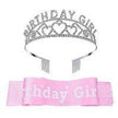 BIRTHDAY GIRL RHINESTONE TIARA PRINCESS AND PINK SASH