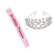 BIRTHDAY GIRL RHINESTONE TIARA PRINCESS AND PINK SASH