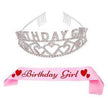 BIRTHDAY GIRL RHINESTONE TIARA PRINCESS AND PINK SASH