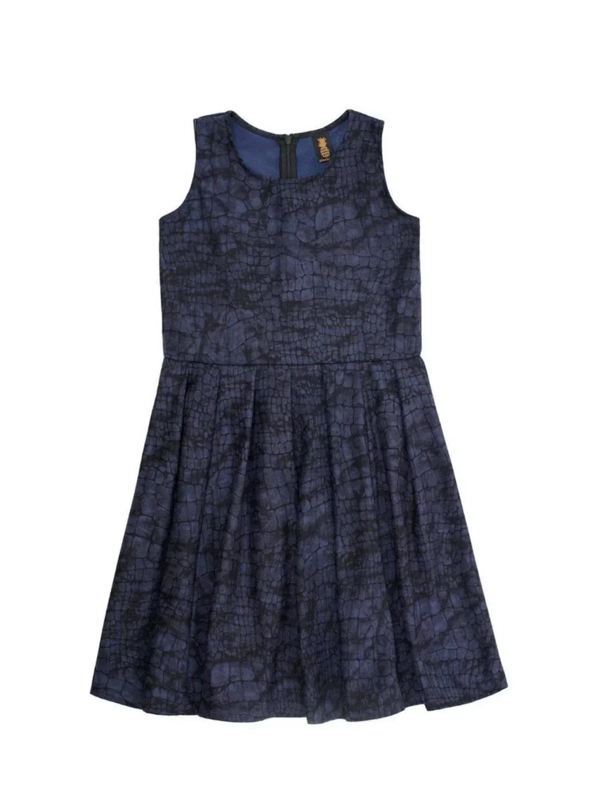 TWEEN GIRLS NAVY ANIMAL PRINT SLEEVELESS SKATER FIT & FLARE PARTY DRESS