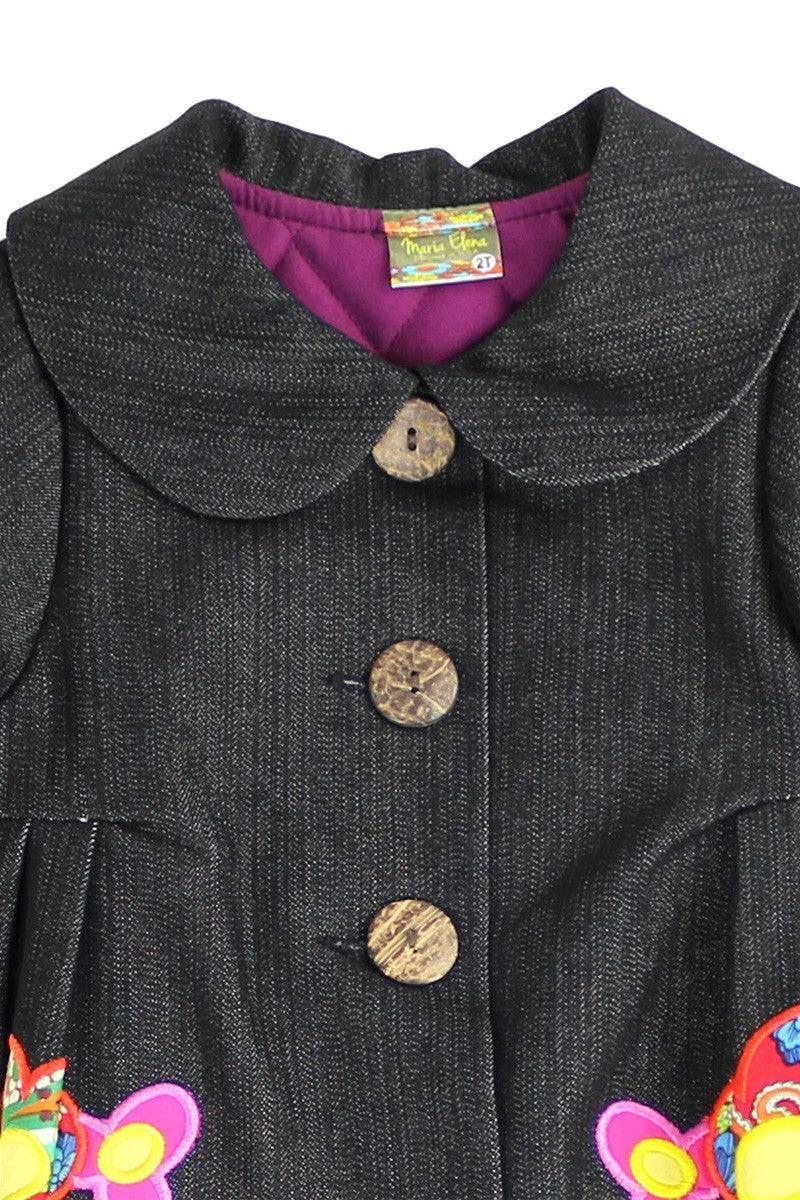Girls Dark Wash A-Line Fully Lined and Quilted Fall Coat