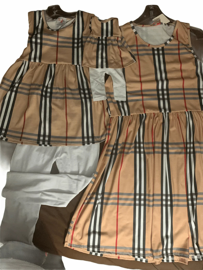 TWO PIECE PLAID MATCHING MOM, GIRLS & DOLLS OUTFITS