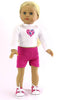 2 PIECE HEART CHEER SUIT FOR AMERICAN GIRL DOLL
