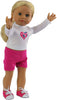 2 PIECE HEART CHEER SUIT FOR AMERICAN GIRL DOLL