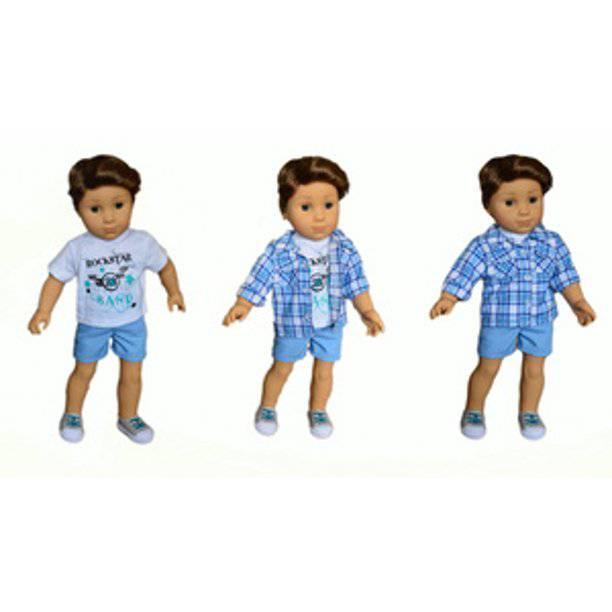 3 piece ROCKSTAR BAND SHORTS SET FOR AMERICAN GIRL BOY DOLL