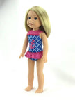 BLUE & PINK ANCHOR SWIMSUIT FOR WELLIE WISHERS & 14 Inch Doll