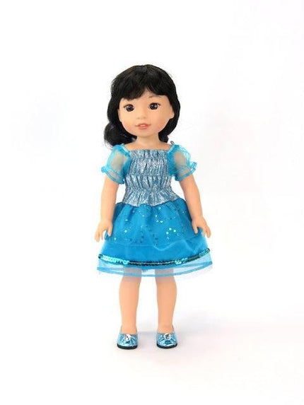 Blue PRINCESS Sparkly SEQUIN Dress FOR WELLIE WISHERS 14.5 INCHES