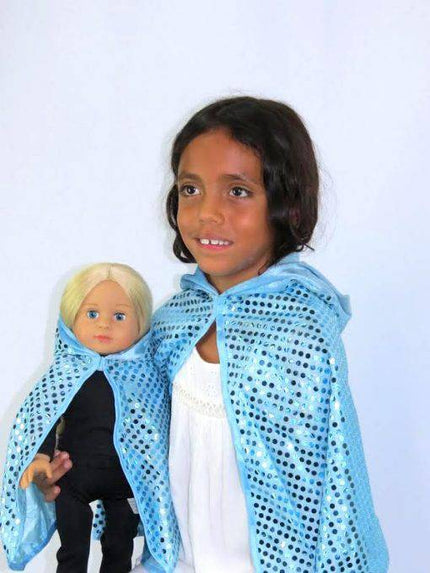 MATCHING GIRL & DOLL SEQUIN CAPE FOR GIRLS & 18 IN AMERICAN GIRL DOLLS