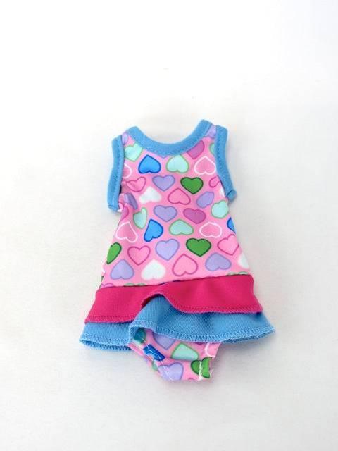 Pink Heart Bathing Suit for Wellie Wishers & 14 inch Dolls