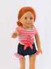 Red White Blue Nautical Starfish Swimsuit for American Girl Dolls