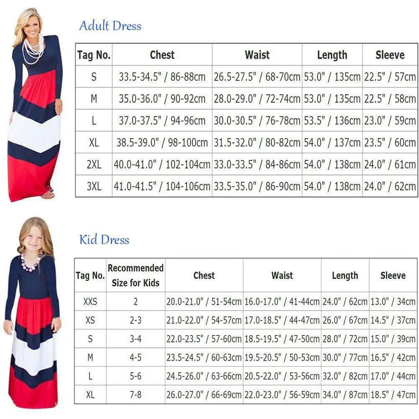 MOTHER & DAUGHTER MATCHING LONG SLEEVE GIRLS - ADULT CASUAL MAXI DRESS