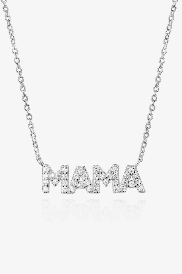 925 Sterling Silver MAMA Necklace Zircon & Gold-Plated