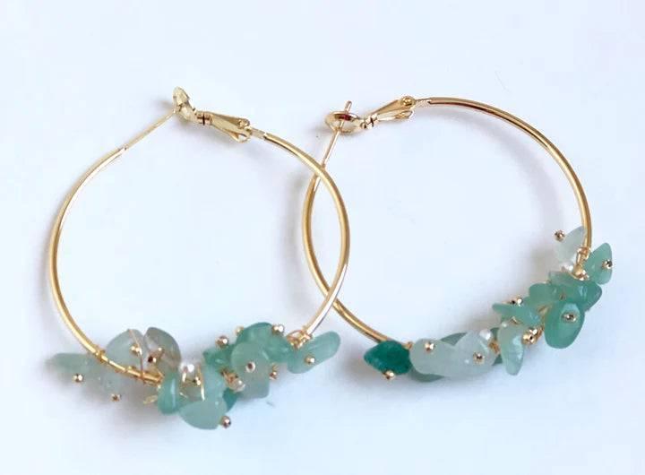 Studio G Stone and Pearl Cluster Hoop Earring