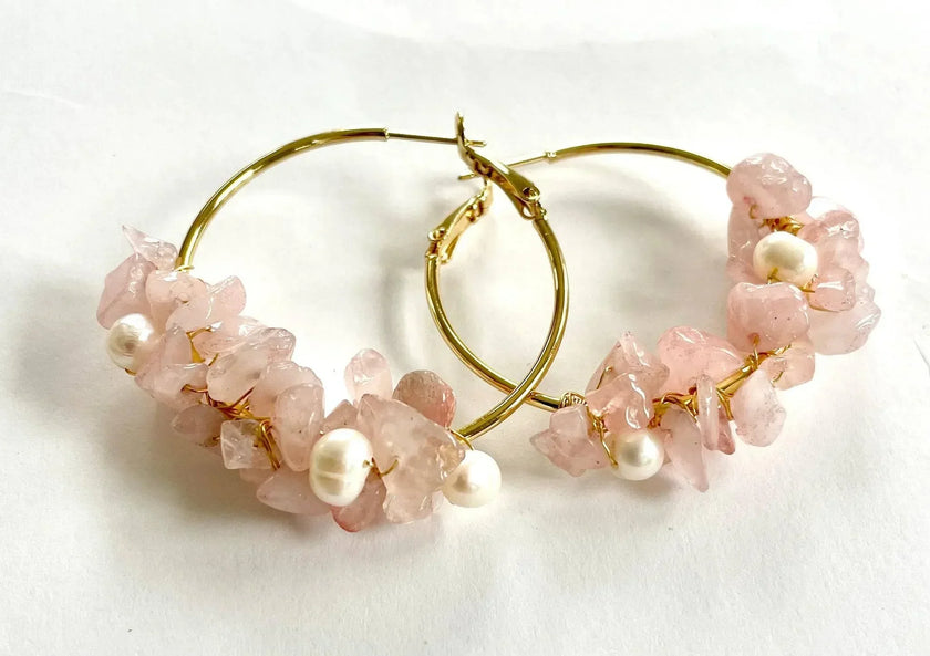 Studio G Stone and Pearl Cluster Hoop Earring