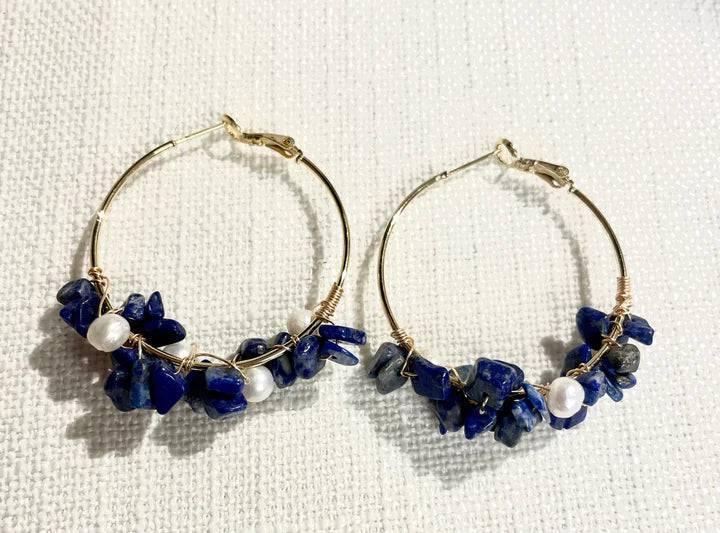 Studio G Stone and Pearl Cluster Hoop Earring