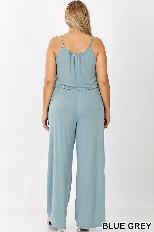 PLUS SPAGHETTI STRAP JUMPSUIT WITH POCKETS