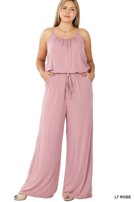 PLUS SPAGHETTI STRAP JUMPSUIT WITH POCKETS