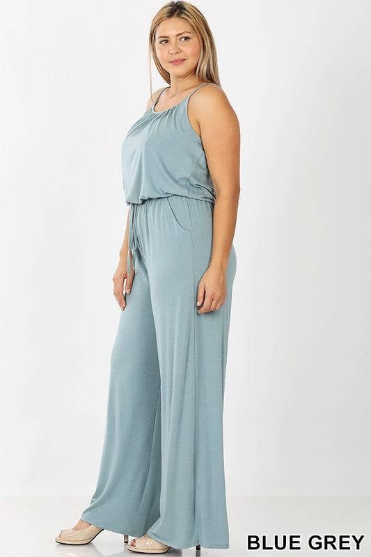 PLUS SPAGHETTI STRAP JUMPSUIT WITH POCKETS