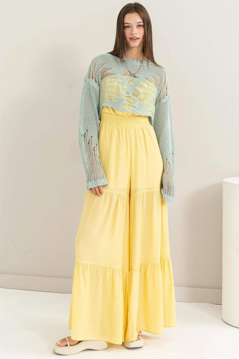 Serena’s Strapless Boho Textured Tiered Temptation Jumpsuit