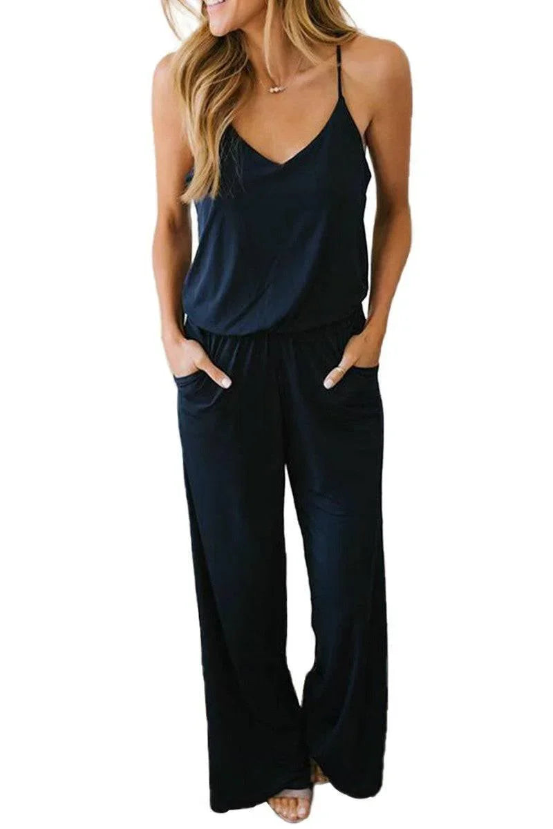 Savannah Spaghetti Strap Wide Leg Jumpsuits