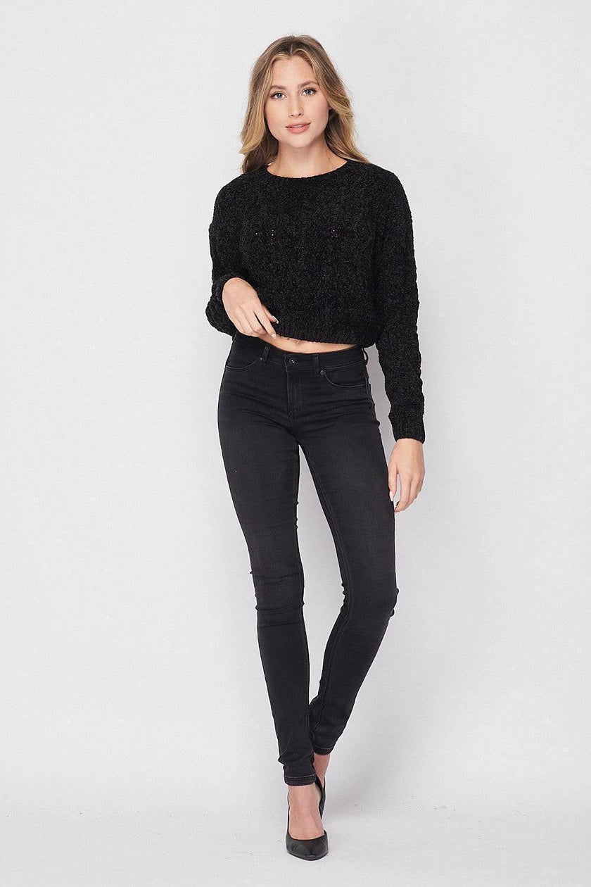 Cropped Cable Knit Sweater