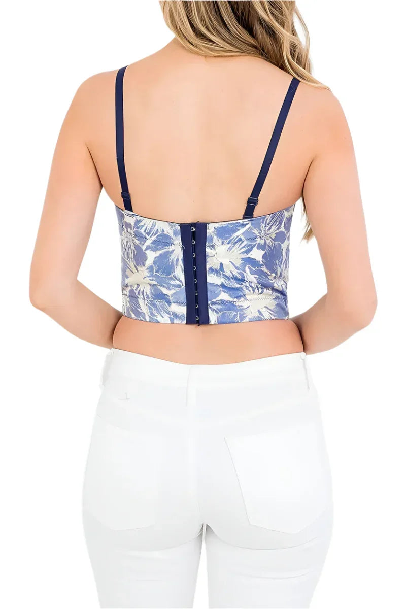 Floral Cropped Cami Corset Bustier Top