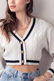 Oh So Preppy Button Down Cropped Cardigan Sweater