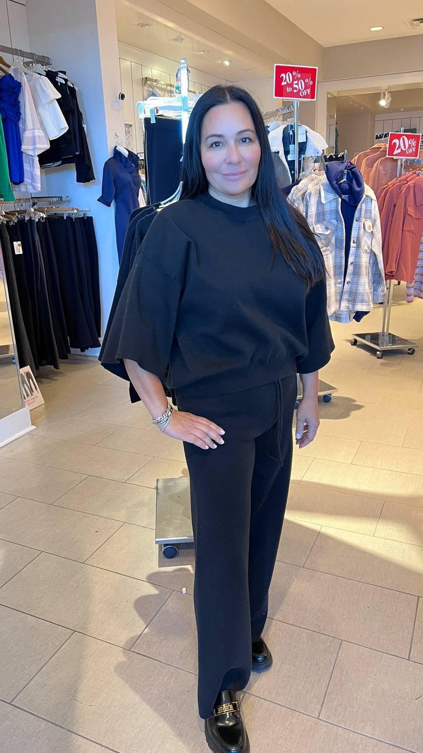 Women's Half Sleeve Knit Sweater Flare Pant Set