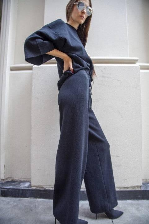 Women's Half Sleeve Knit Sweater Flare Pant Set