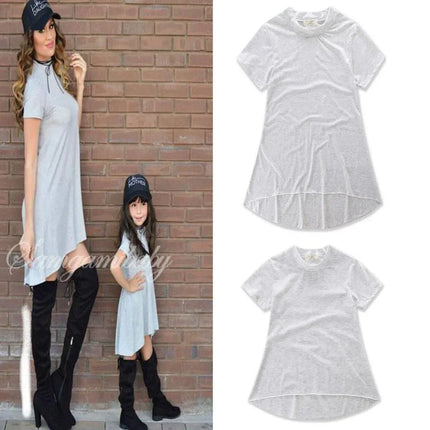 MATCHING MOMMY & ME MOTHER DAUGHTER MOCK-NECK SHORT SLEEVE JERSEY DRESS