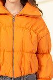 Women's Orange Cropped Puffer Jacket