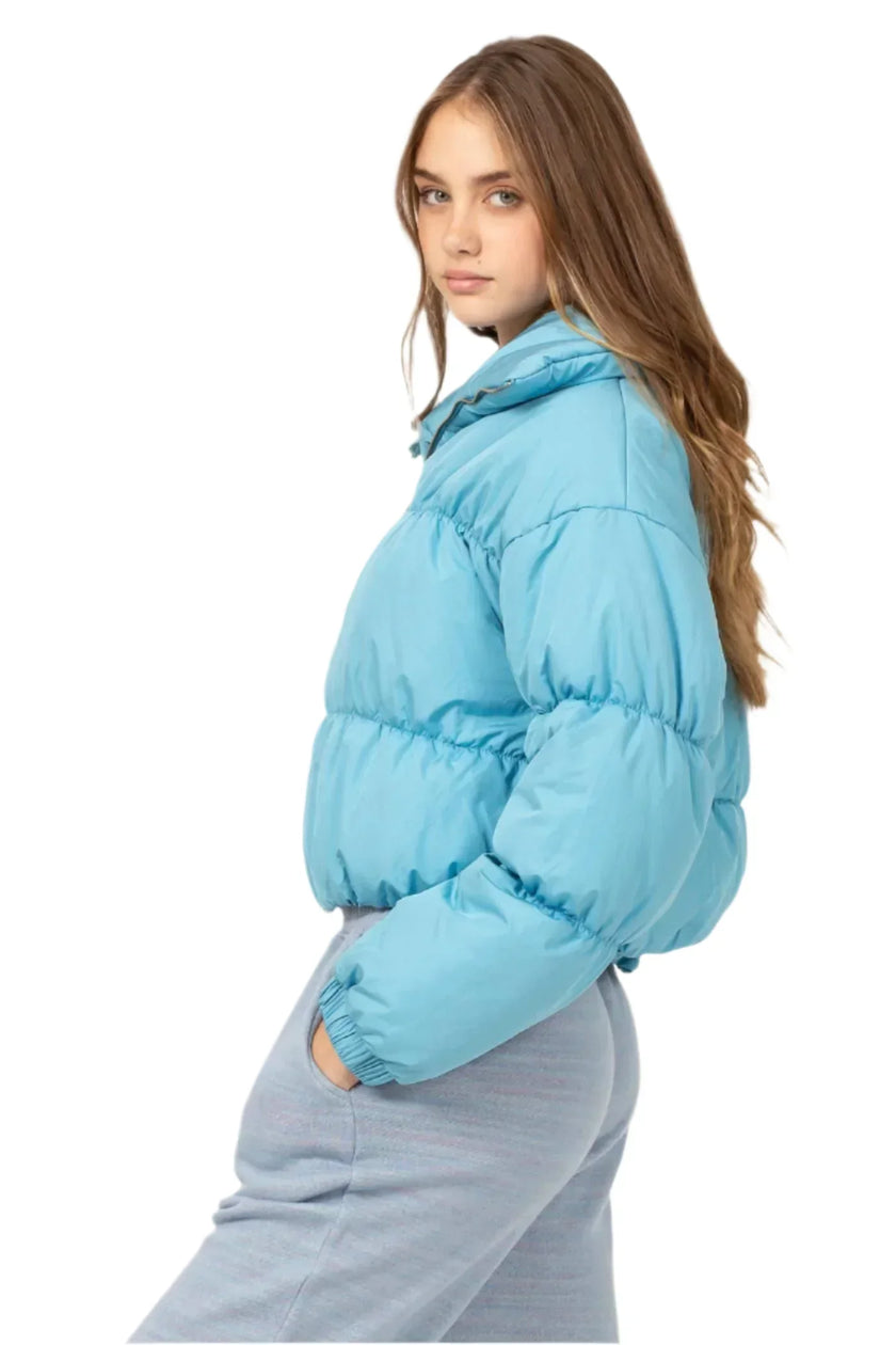 Women's Orange Cropped Puffer Jacket