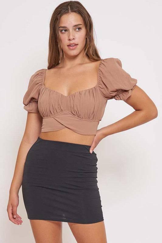 Sneak Peek Bubble Tie-Back Crop Top