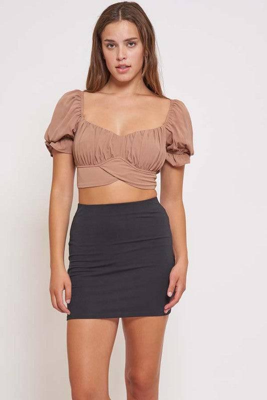 Sneak Peek Bubble Tie-Back Crop Top